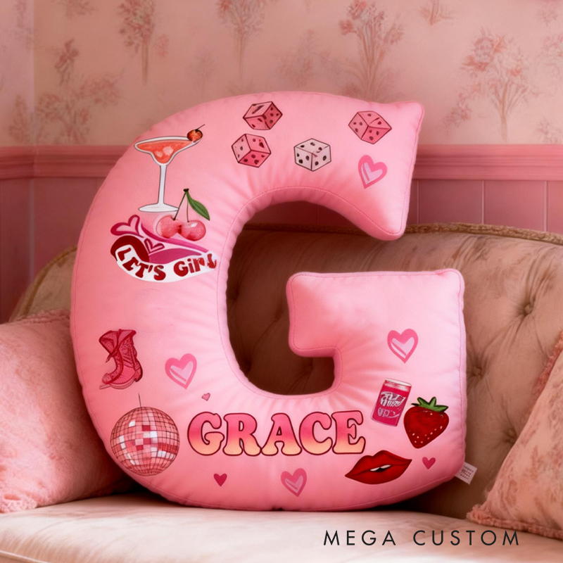Personalized Retro Elements Initial with Name Graphic 3D Print Pillow Valentine's Day Gifts Funny Gifts