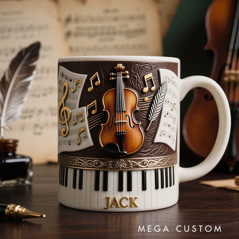 Personalized 2D Flat Classical Harmony Mug Custom Vinyl Records Themed Mug for Music Lovers