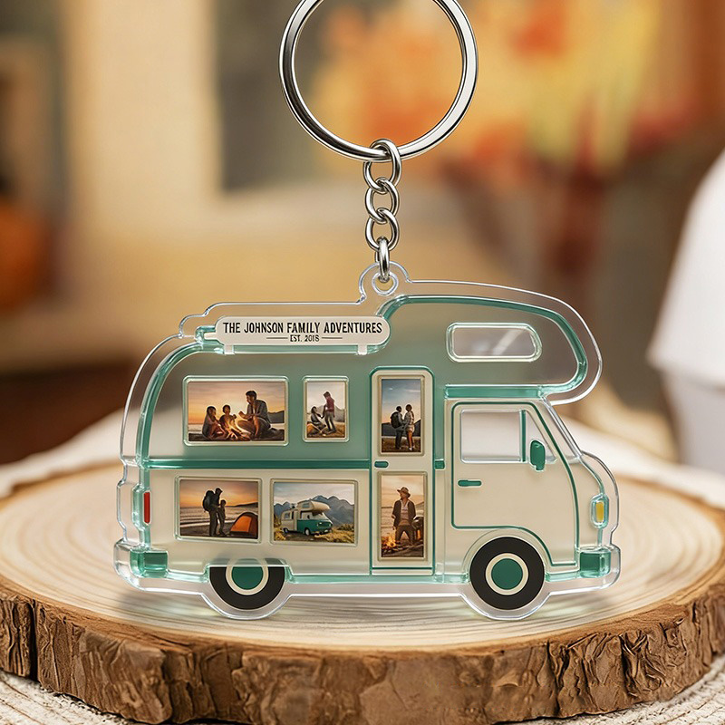 Personalized Custom Family Adventure Keychain Family Camping Commemorative Keychain Gift for Camping Lover