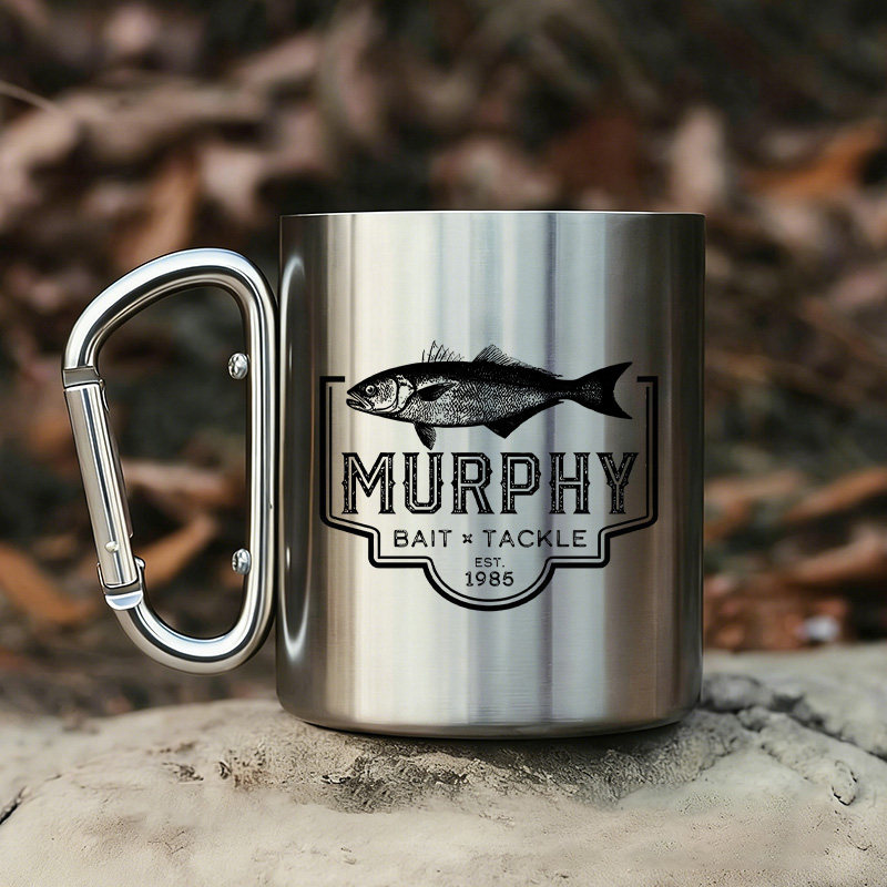 Personalized Fish Coffee Mug Custom Fishing Stainless Steel Mug Bait and Tackle Gift Fisherman Gift Fly Fishing Drinkware