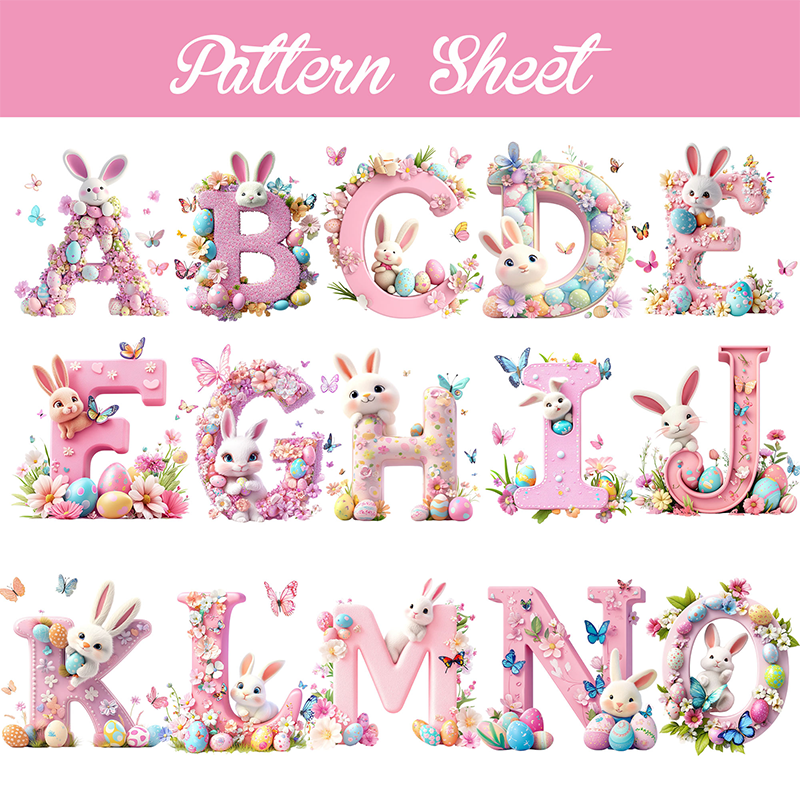 Personalized Name Rabbit Easter Eggs 3D Pink Alphabet Bucket Bag with Bunny Ears Cotton Linen Easter Egg Hunt Basket Easter Gift for Kids Boys Girls