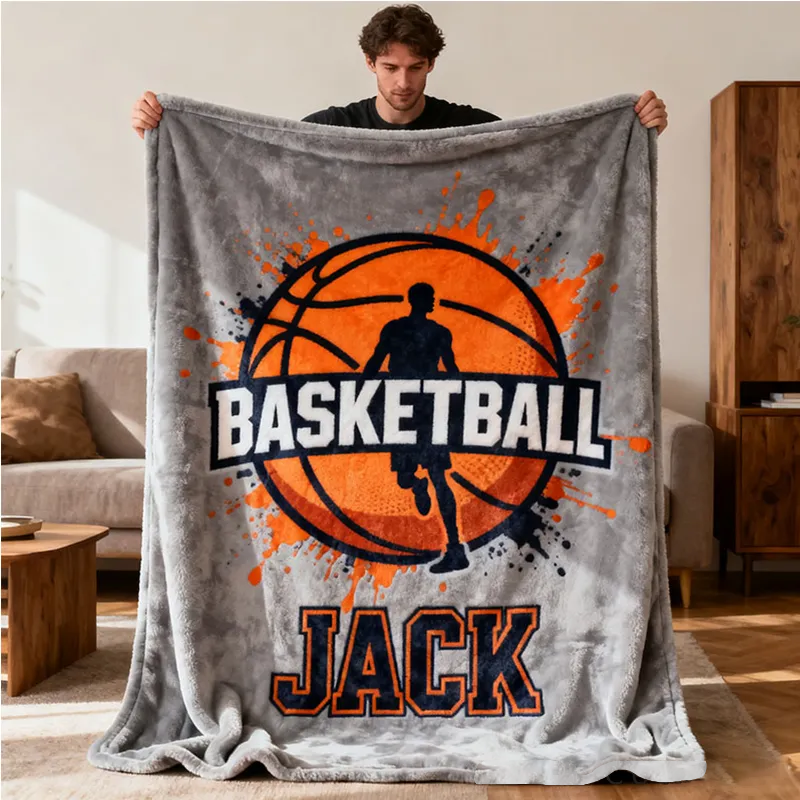 Personalized Basketball Lover's Blanket with Custom Name for Players and Fans