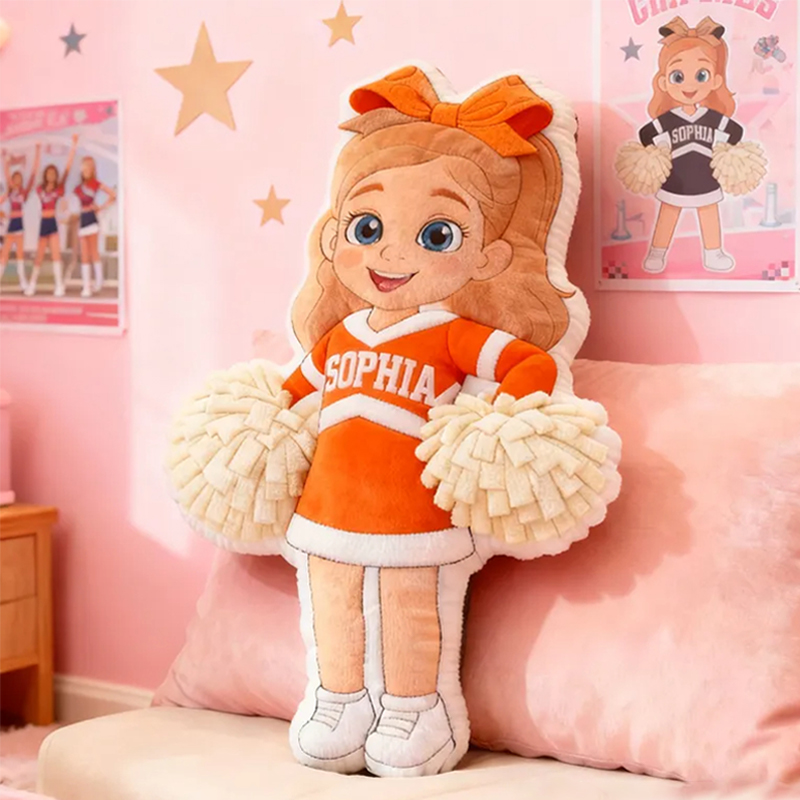 Personalized Cute Cheerleader Pillow with Custom Name for Girls and Cheer Squad Members