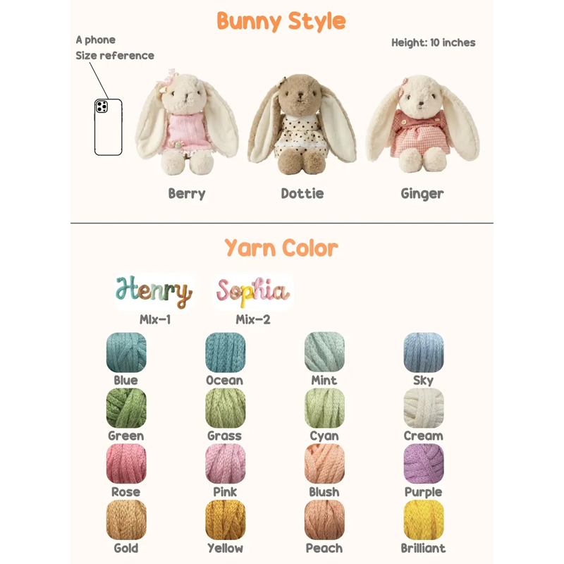 Personalized Name Easter Bunny Plushies Easter Gifts Plush Bunny with Name Easter Gift for Boys Girls