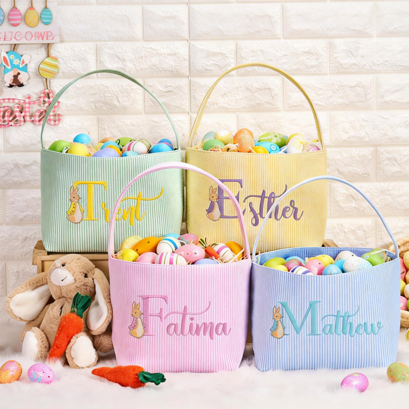 Personalized Easter Basket Easter Basket Monogram Easter Basket Girls Basket Boys Basket Girls Easter Basket Embroidered Rabbit