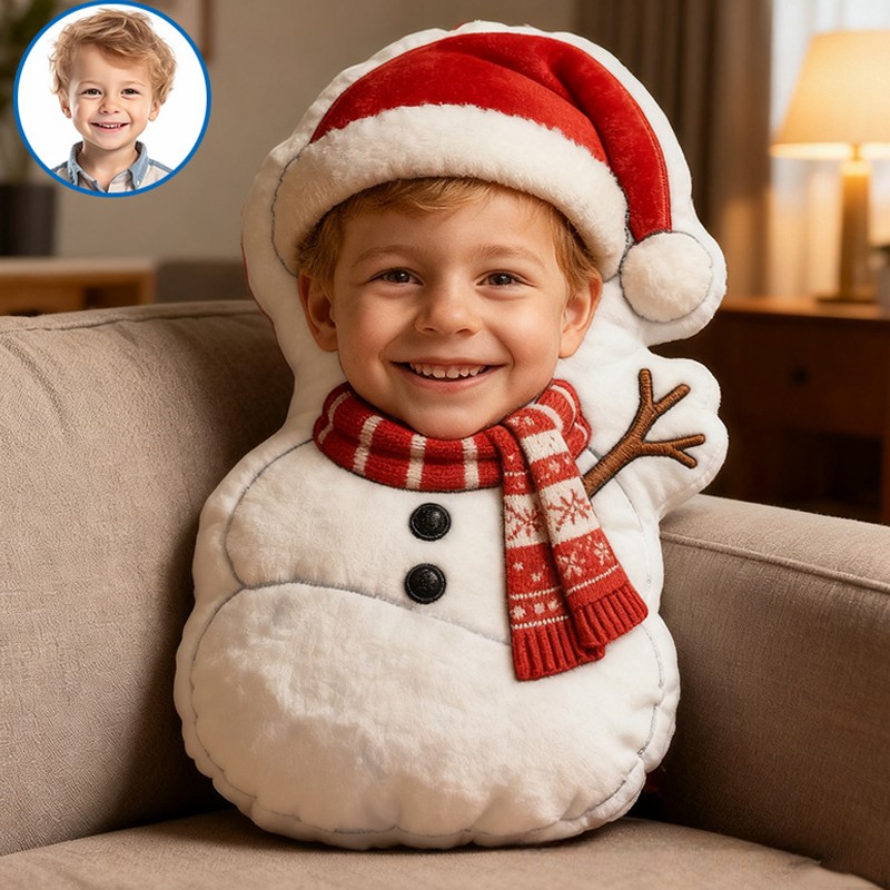 Personalized Snowman Santa Hat Custom Name Soft Decorative Gift Holiday Style Cozy Winter Home Warm Christmas Joy Magic Graphic 3D Print Pillow Sale-megacustom