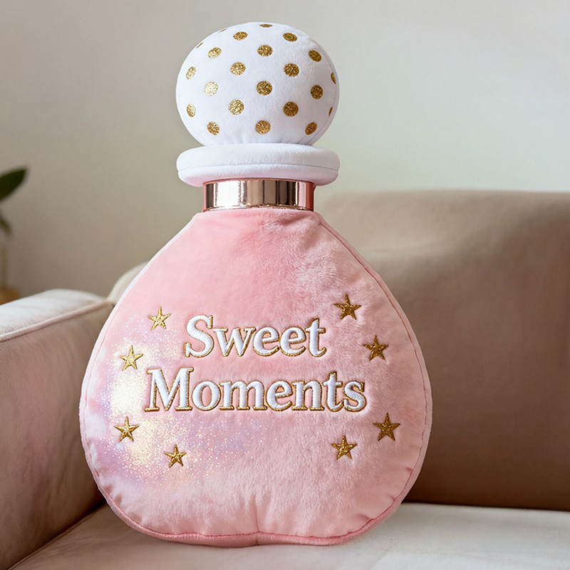 Personalized Perfume Bottle Star Custom Name Soft Decorative Gift Elegant Princess Style Cozy Bedroom Dream Pink Luxury Lovely Graphic 3D Print Pillow