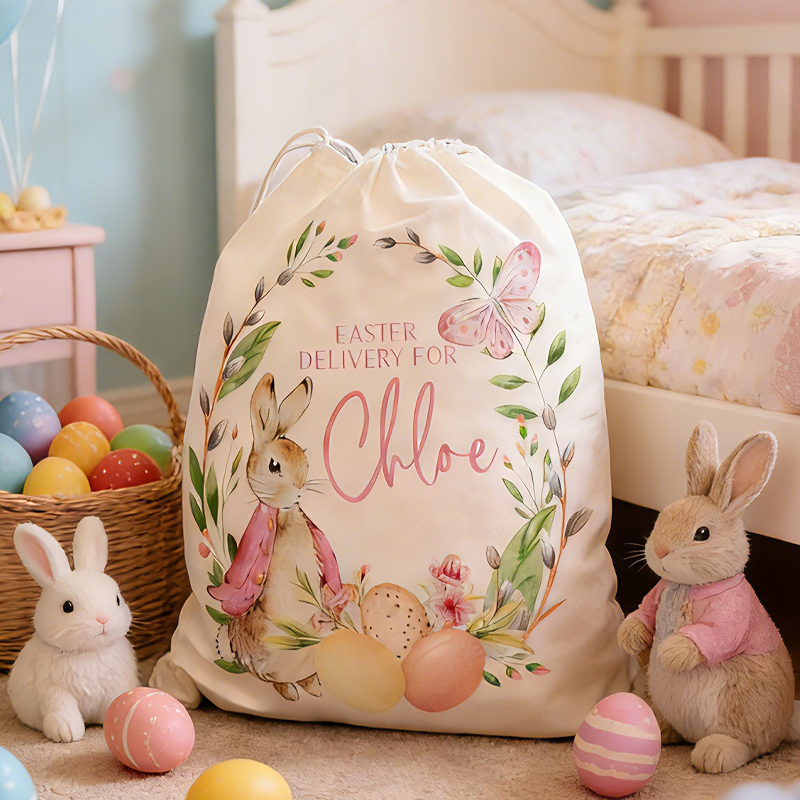 Personalized Easter Basket Personalized Easter Sack for Easter Easter Egg Hunts Bunny Baskets for Kids Bag Boys Girls Easter Gifts