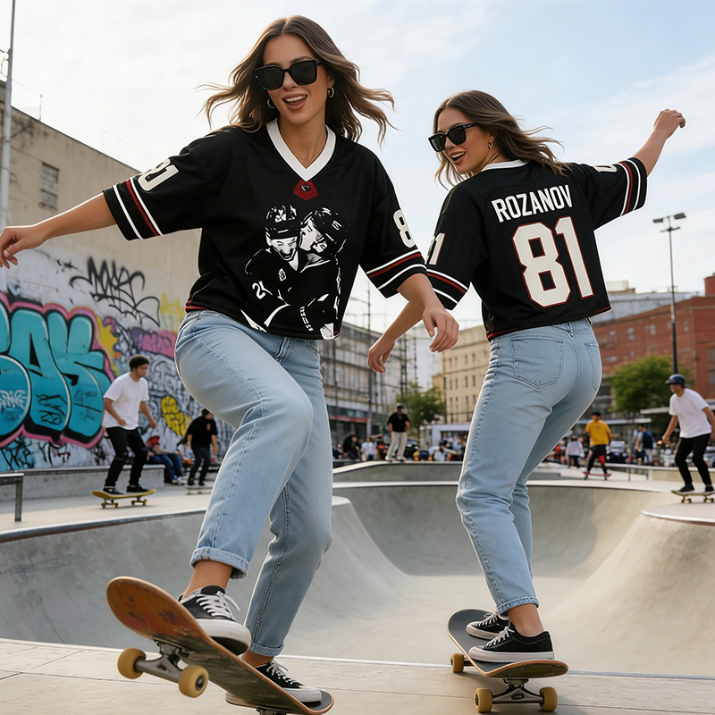 Personalized Hockey Fan Crop Jersey with Customizable Name & Number for Game Day 