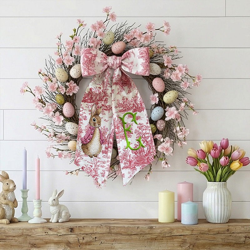 Personalized Monogram Bunny Rabbit Easter Wreath Belt Gift for Kid