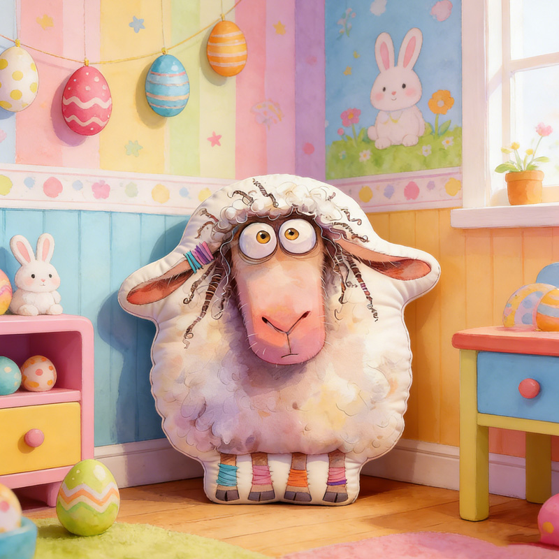 Personalized Funny Sheep Cartoon Farm Animal Custom Name Kids Room Decor Plush Cushion Easter Gift Nursery Accent Graphic 3D Print Pillow
