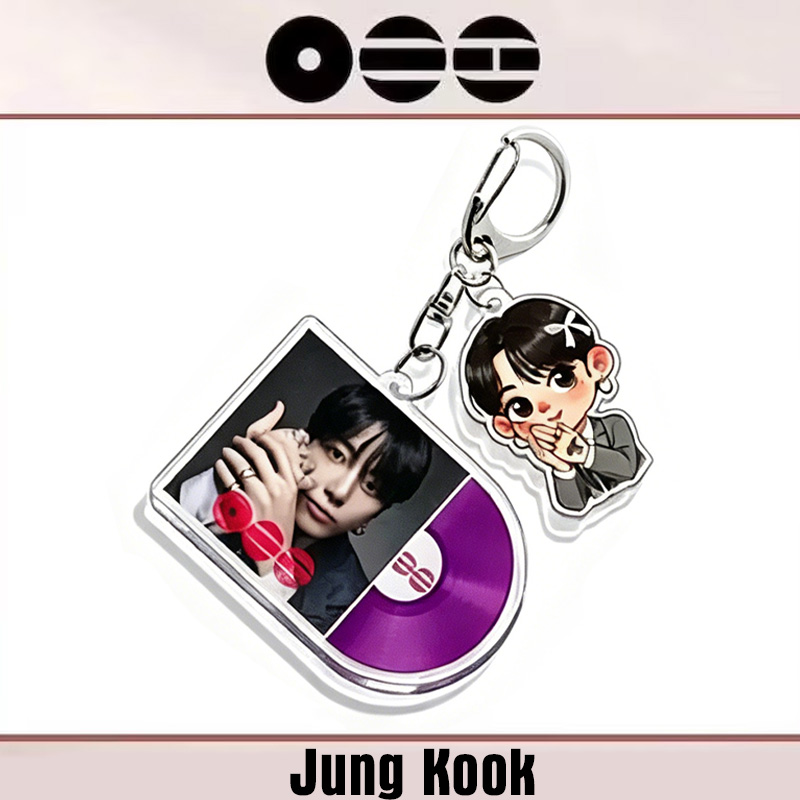Kpop Inspired Album Disc Photo Card Cartoon Charm Collectible Music Lovers Accessory Gift Keychain