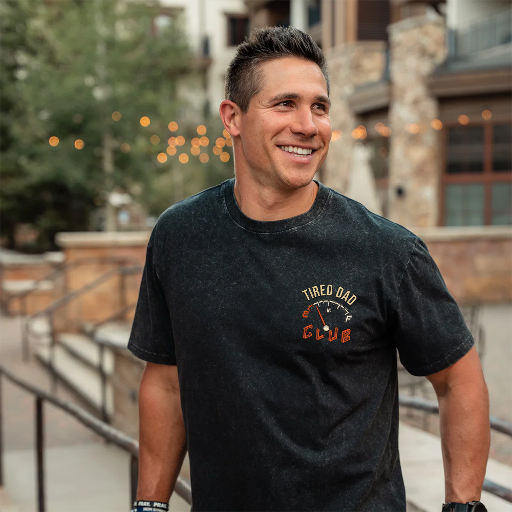 Retro Washed Black Monaco Circuit T-Shirt, "Tired Dad Club" Racing Graphic Tee, Oversized Auto Enthusiast Shirt for Fathers & F1 Fans