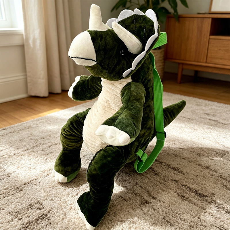 Personalized Hand Embroidered Kid Dinosaur Plush Backpack
