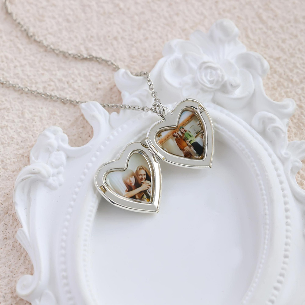 Personalized Rainbow Horse Heart Locket Necklace Cute Magic Themed Jewelry For Girls Keepsake Photo Pendant Gift Fairy Design
