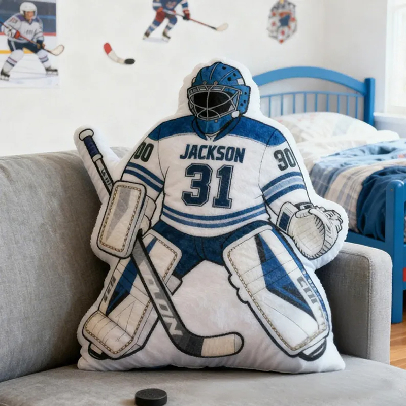 Personalized Ice Hockey Goalie-Shaped Pillow with Custom Name and Number for Ice Hockey Fans