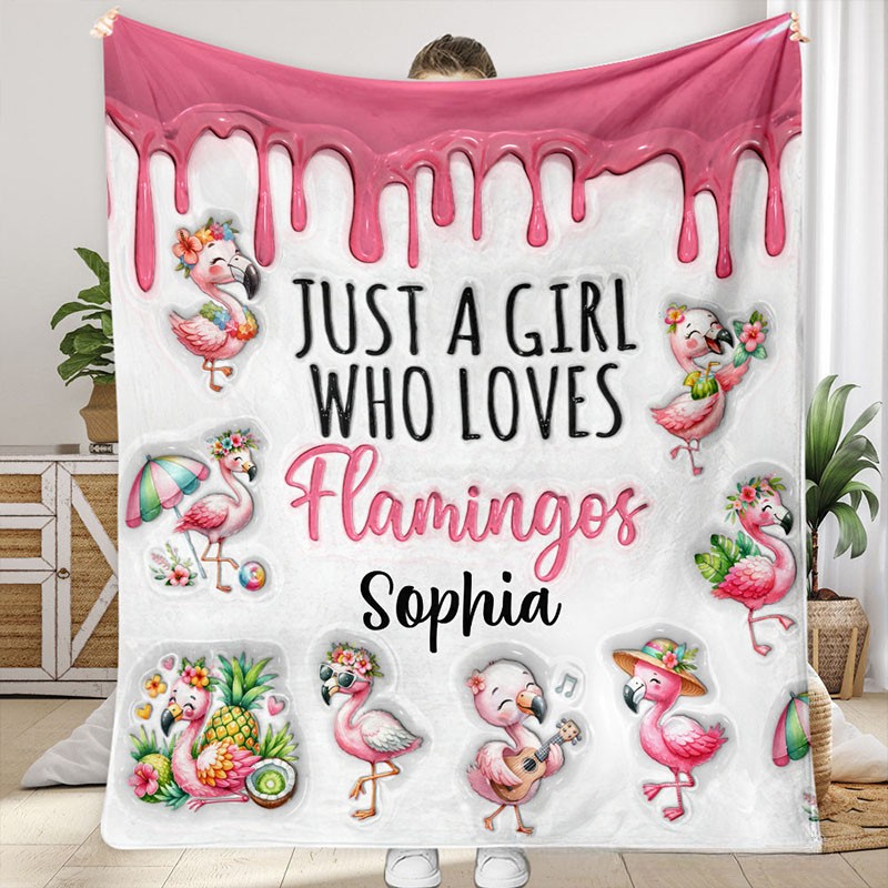 Personalized Flamingo Lover Blanket with Vibrant Flamingo Design and Custom Name for Flamingo Fans Blanket