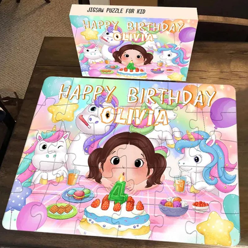 Personalized Birthday Celebration Puzzle with Custom Name and Whimsical Dream Horse Party Design Perfect for Joyful Playtime Kid Puzzle