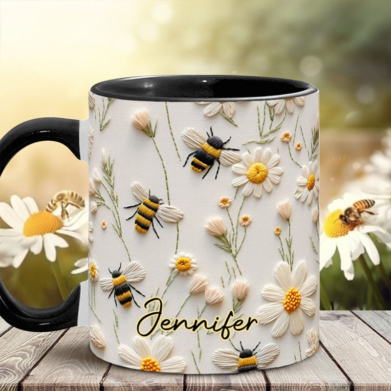 Personalized Bee Accent Mug Love Bees Gift for Kids Family