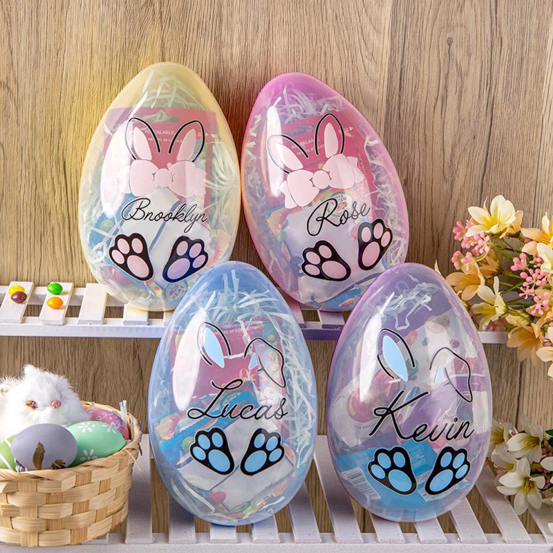 Personalized Easter Bunny Fillable Jumbo Easter Egg with Name Basket Stuffers Easter Party Gift for Kids