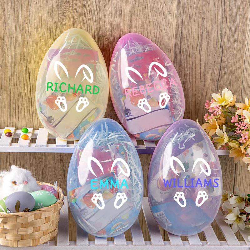 Personalized Bunny Ears Jumbo Easter Egg with Name Basket Filler Easter Gift for Boys Girls