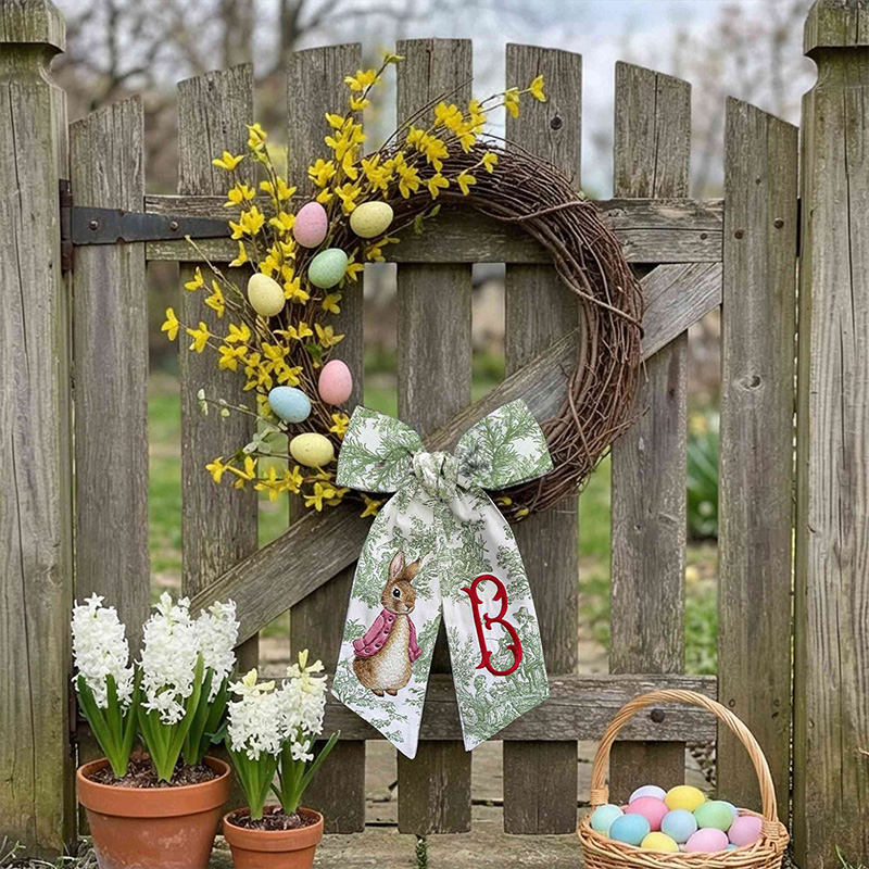 Personalized Monogram Bunny Rabbit Easter Wreath Belt Gift for Kid