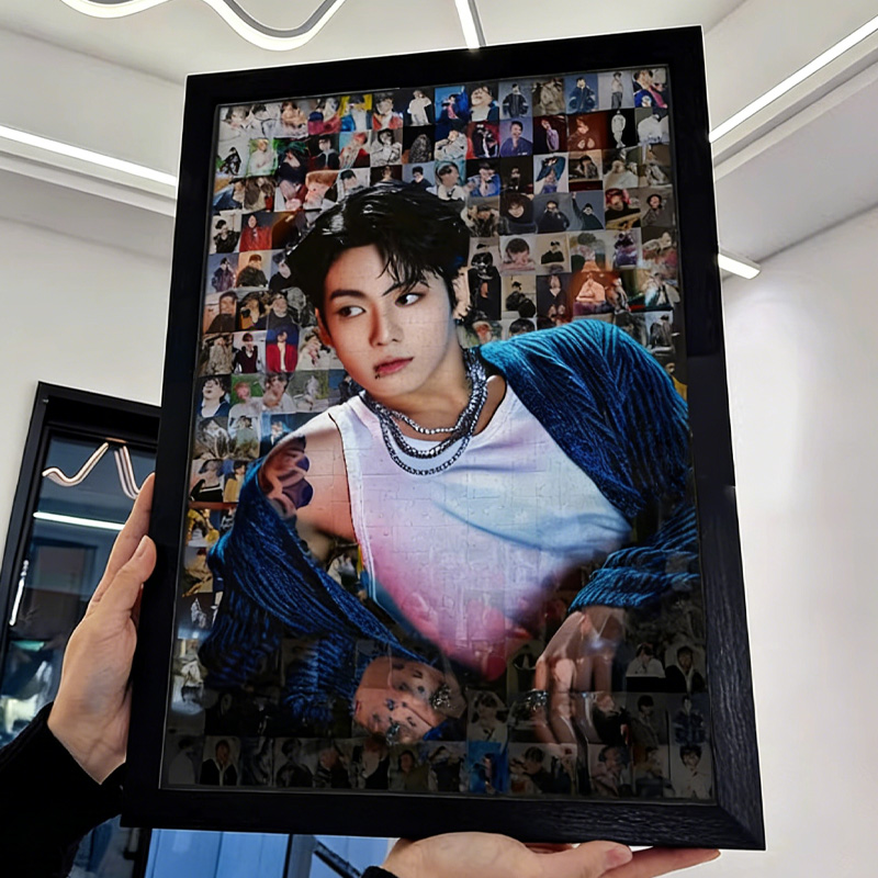  Kpop Collage Unique Wall Art Puzzle Handmade Creative Gift Home Decoration Aesthetic Puzzle with Picture Frame