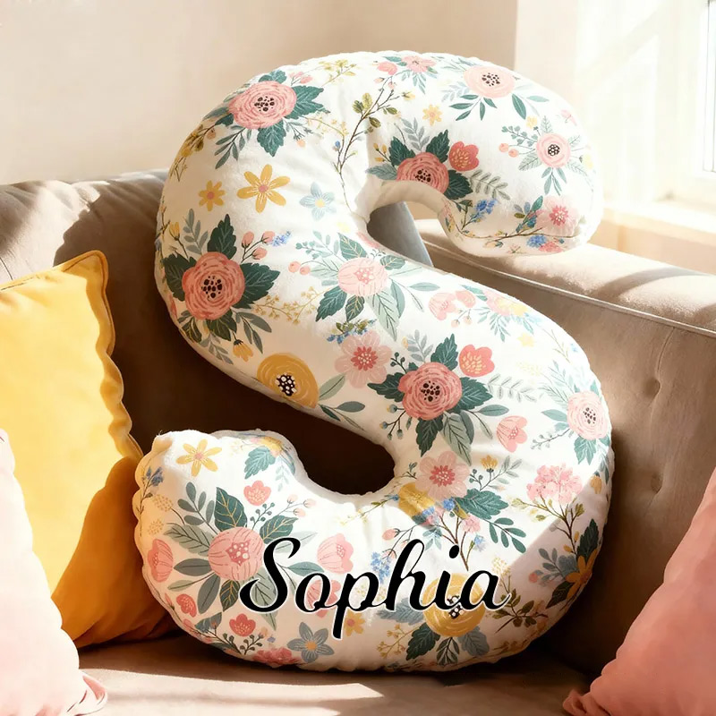 Personalized Cute Flower Letter Pillow Custom Name Pillow for Kids Gardening Lovers Gift