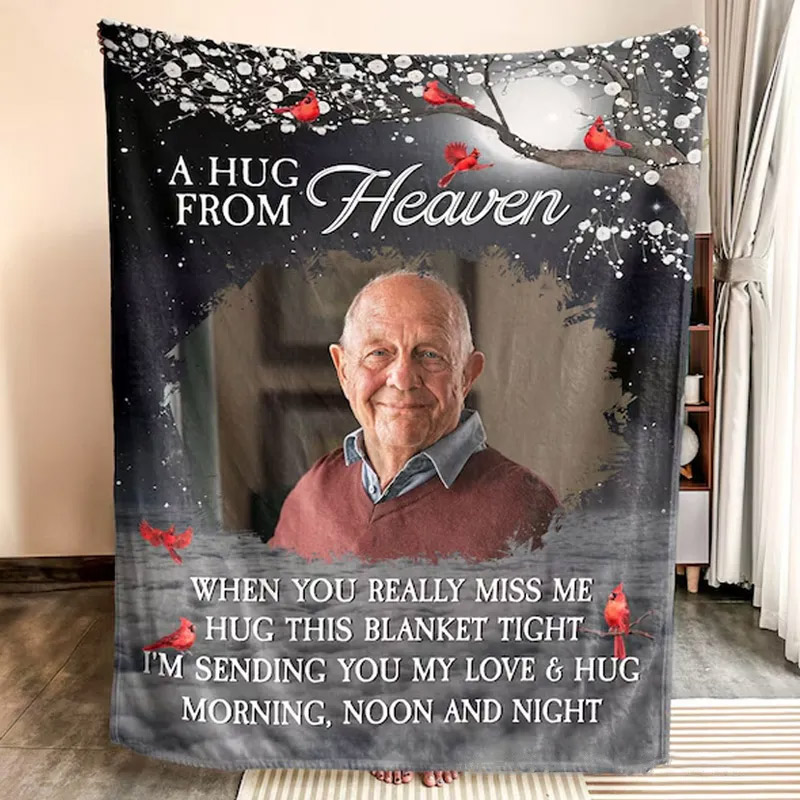 Personalized Memorial Photo Blanket A Hug From Heaven Remembrance Blanket in Loving Memory Blanket