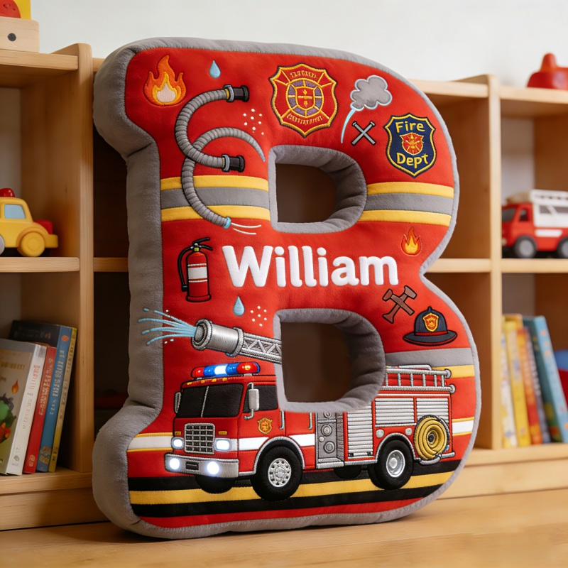 Personalized Fire Truck Alphabet Letter Custom Name Kids Room Decor Bi