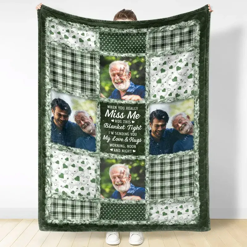 Personalized Memorial Photo Blanket When You Really Miss Me Hug This Blanket Custom Photo Flannel Blanket Remembrance Gift 