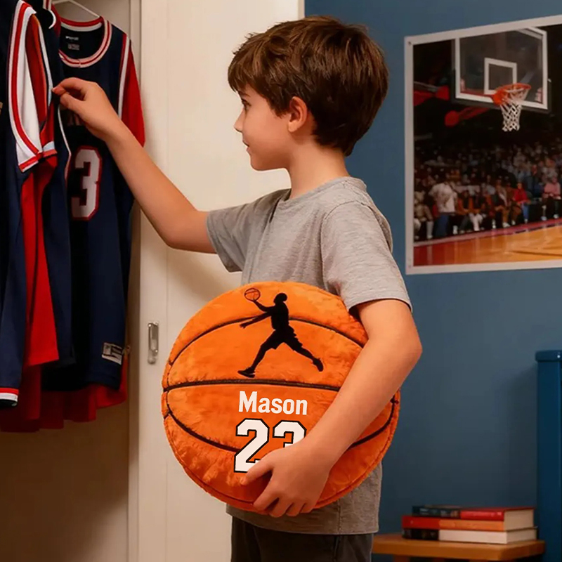 Personalized Basketball Pillow with Custom Name and Jersey Number for Kids and Sports Fans