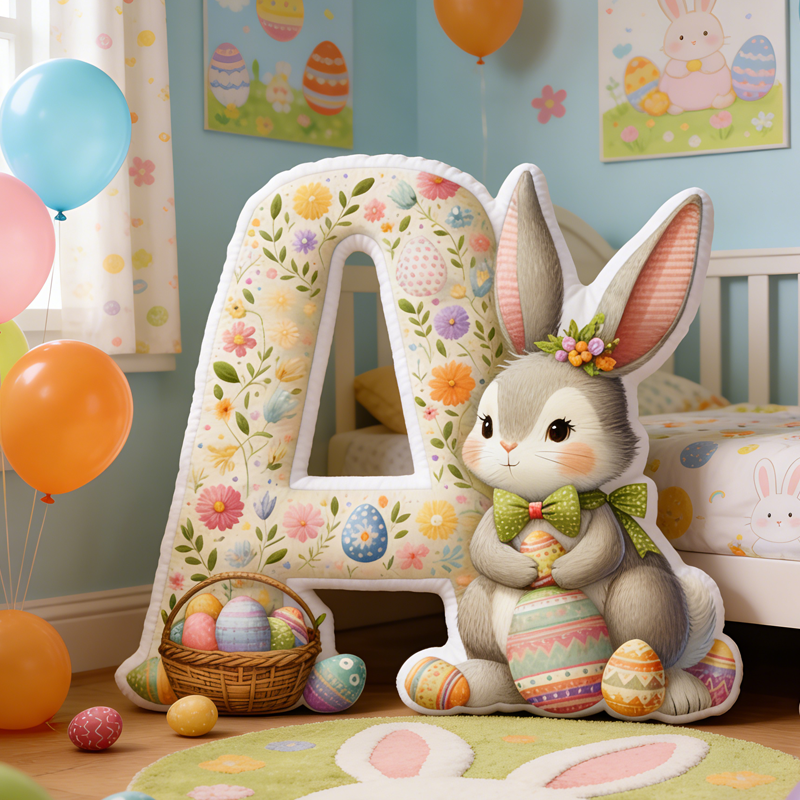 Personalized Cute Bunny Animal Easter Egg Pillow Egg Hunting Party Easter Gift for Boys Girls