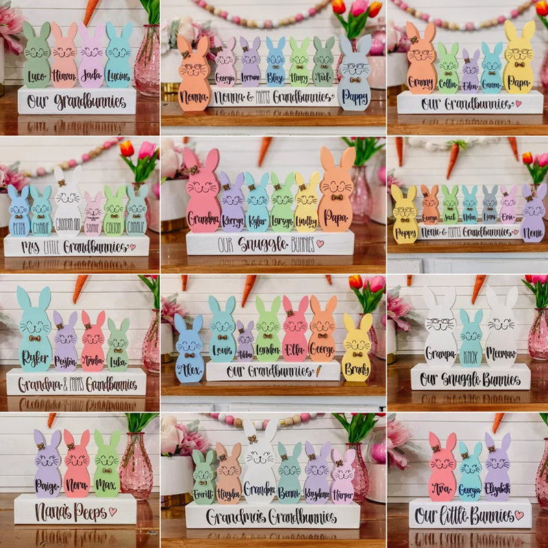 Personalized Easter Bunny Block Chunky Wooden Easter Bunny Custom Easter Bunny Custom Easter Gift Custom Easter Bunny Decor