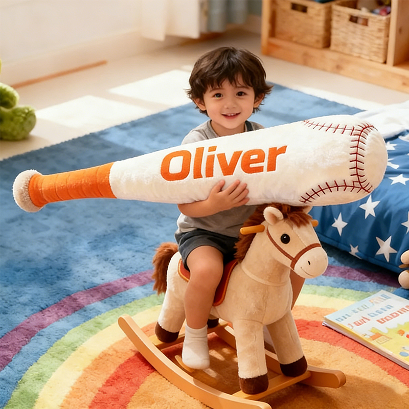 Personalized Baseball Bat Shaped Pillow with Custom Name for Kids