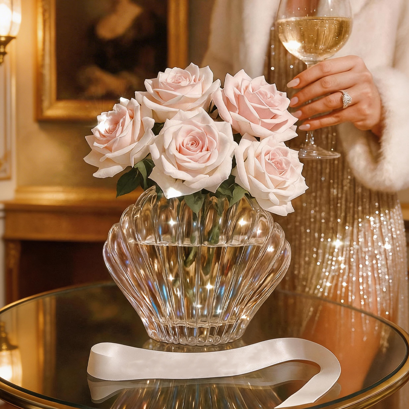 Butterfly Seashell Vase Glass Clear Vase Spring Decor for Home Birthday Gift Housewarming Gift Mother's Day Gifts