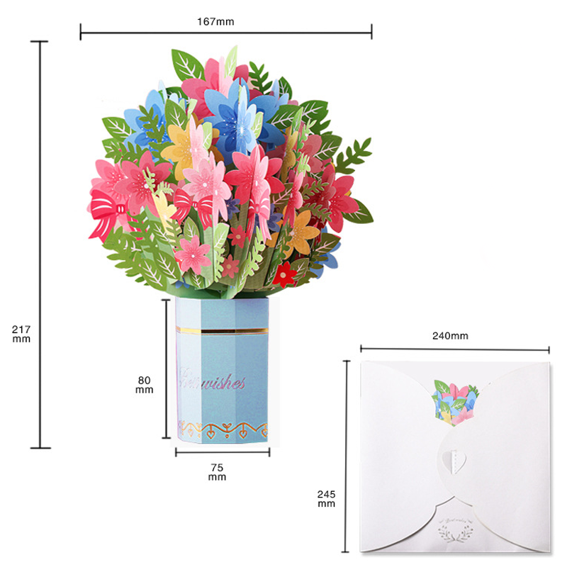 3D Pop Up Cherry Blossoms Bouquet Mother’s Day Card for Mom Floral Birthday Gift Birthday Gift for Her