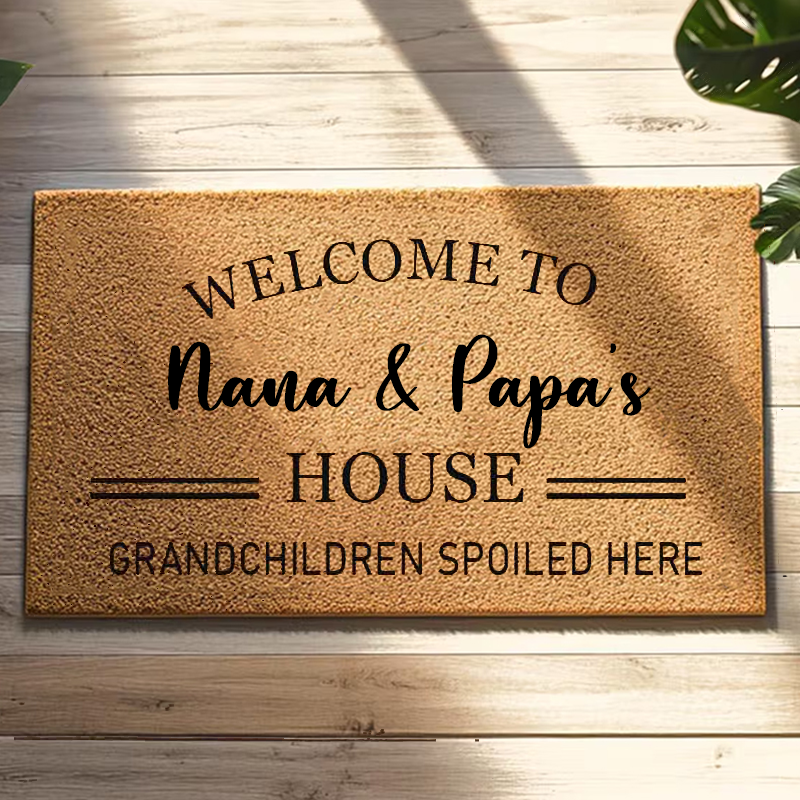 Personalized Welcome Doormat for Nana Papas House Custom Rug Gift for Spoiled Grandkids Grandma Grandpa Home Decor Housewarming Gift