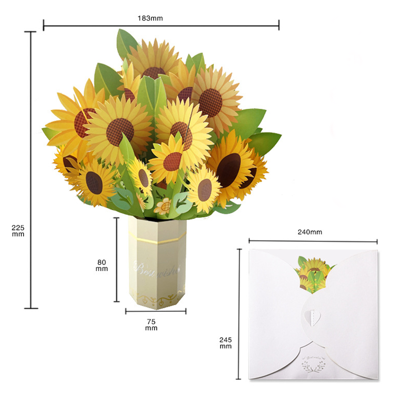 3D Pop Up Sunflower Bouquet Mother’s Day Card for Mom Floral Birthday Gift Birthday Gift for Her