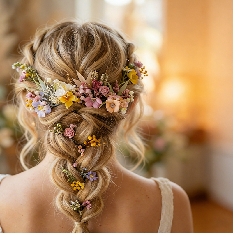 Personalized Boho Floral Wedding Hair Pins Custom Dried Flower Hair Accessories for Brides and Bridesmaids