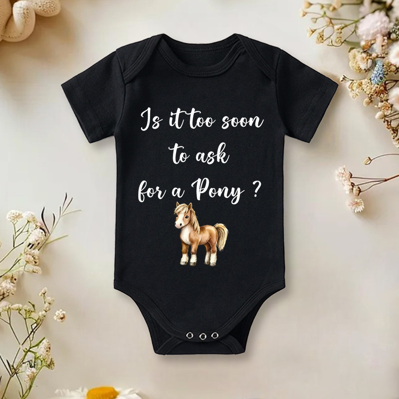 Too Soon to Ask For a Pony Onesie Brand Western Onesie Bodysuit Cowboy Baby Bodysuit Cowgirl Baby Onesie Cute Newborn Outfit