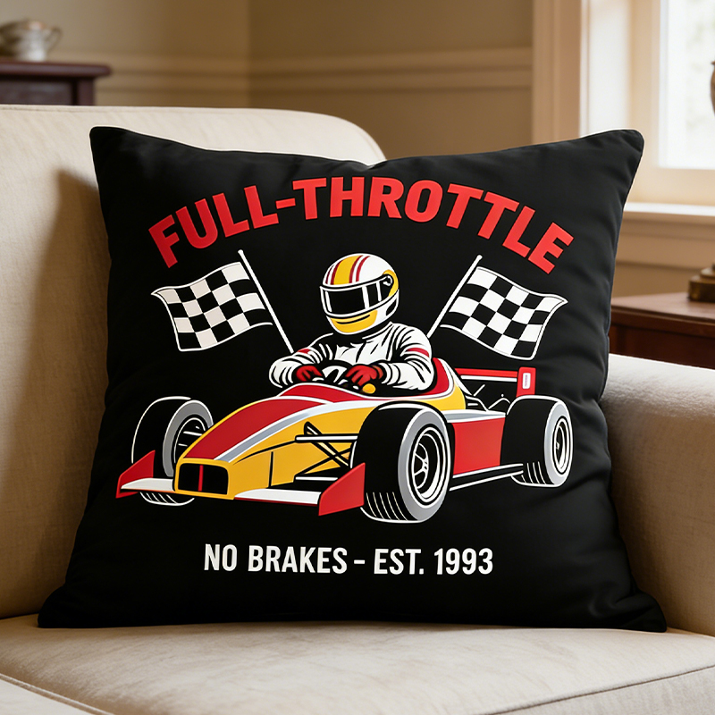 Personalized Formula Racing Pillow Custom Text Gift for Car Enthusiasts and Racing Fans