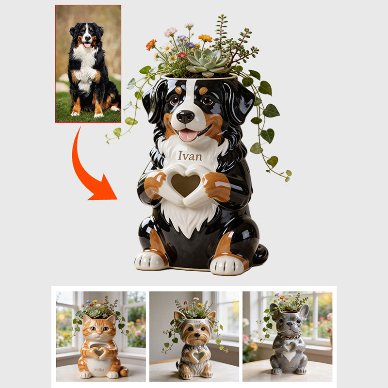 Personalized 3D Print Pet Photo Acrylic Pot Custom Pet Name Unique Gift for Dog Mom Pet Lover Gifts