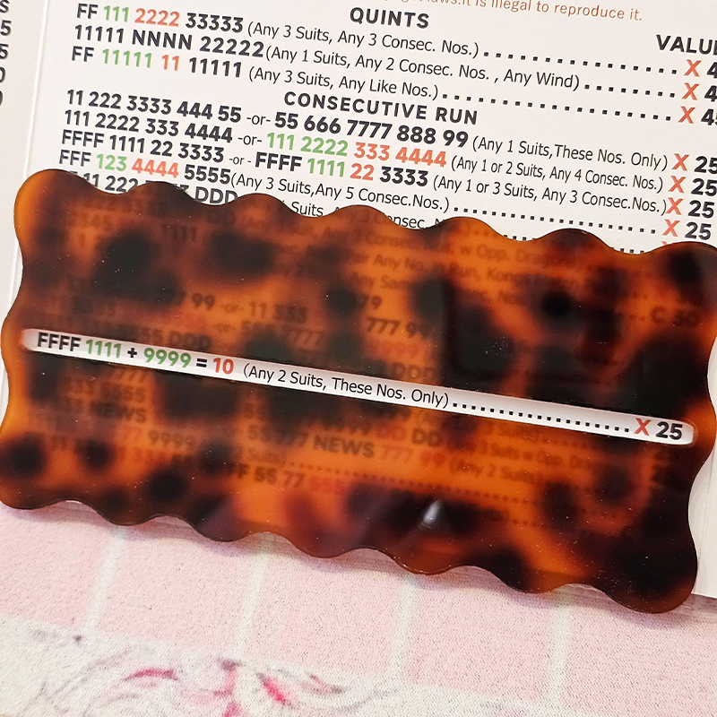 Personalized Tortoise Shell Mahjong Line Finder Scalloped Tortoise Shell Mahjong Line Reader Gifts for Mahjong Lovers