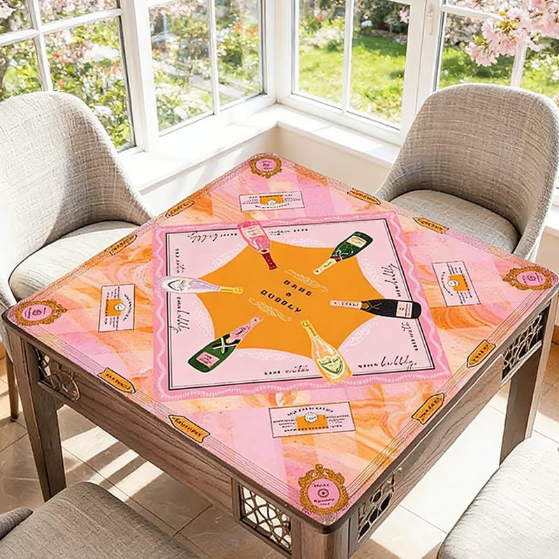 Personalized Pink Marble Mahjong Table Mat Babe and Bubbly  Champagne Party Mahjong Mat Bridal Party Mahjong Table Mat for American Mahjong Lovers
