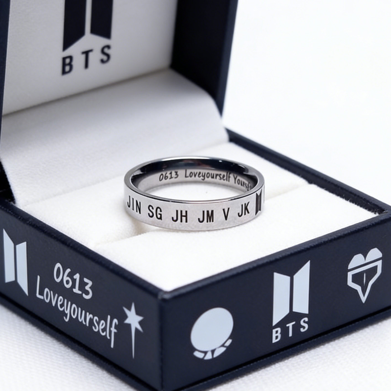Kpop World Ring Logo Pendant Unique Accessory Kpop Fans Ring