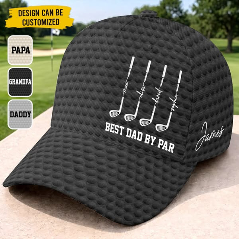 Personalized Golf Cap Best Dad By Par Custom Name Gift for Dad Grandpa Father's Day