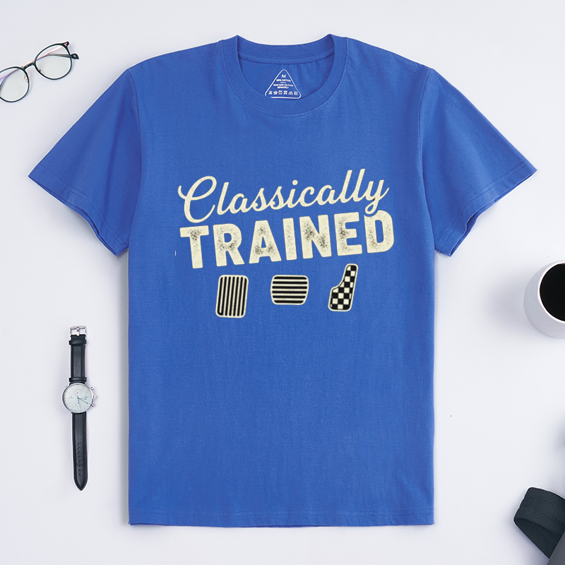 Classically Trained Manual Stick Shift Car Enthusiast Crew Neck Short Sleeve Casual Tee for Driving Lovers