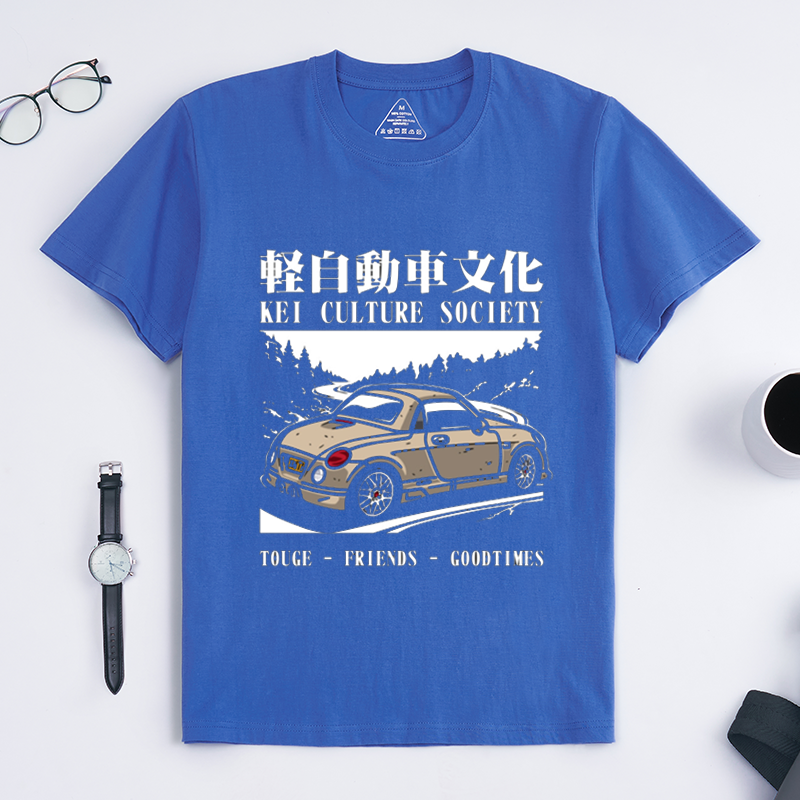 Japanese Kei Car Touge Drift Culture Crew Neck Short Sleeve Tee for JDM Kei Auto & Mountain Road Racing Enthusiasts