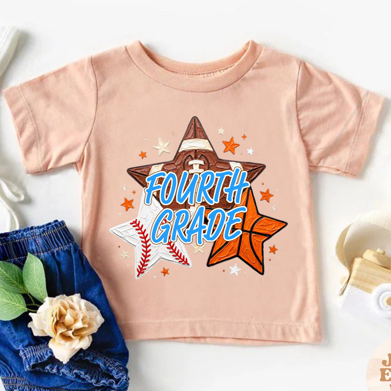 Personalized Sports Star Kids T-Shirt Oil Painting Print Back To School  Gift for Kids